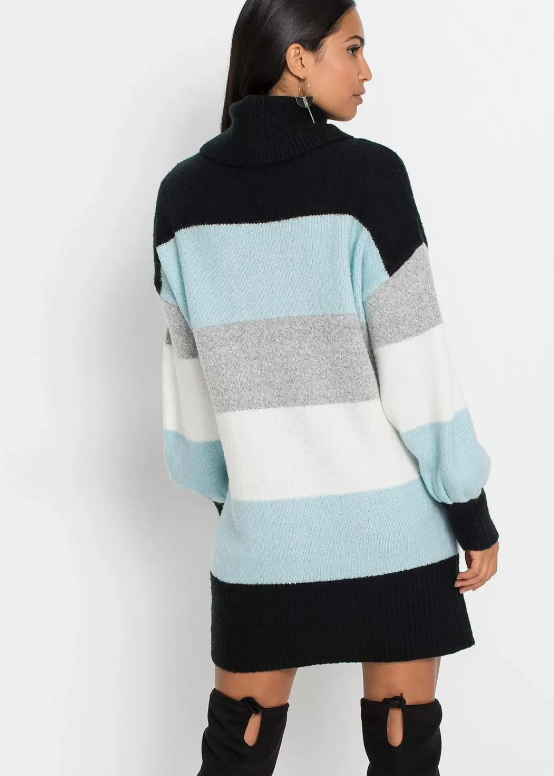 bonprix Bekleidung·Umstandsmode|Strickmode^Long-Pullover schwarz/nebelblau gestreift