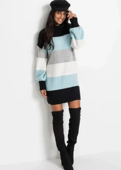 bonprix Bekleidung·Umstandsmode|Strickmode^Long-Pullover schwarz/nebelblau gestreift