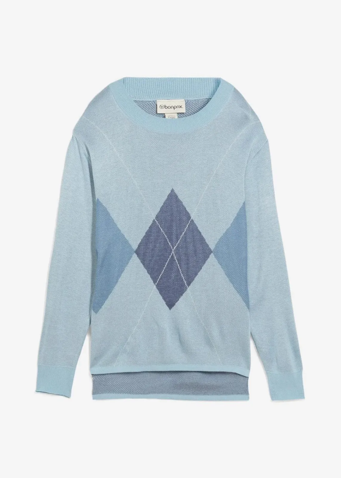 bonprix Pullover & Strickjacken|Strickmode^Longpullover eisblau kariert