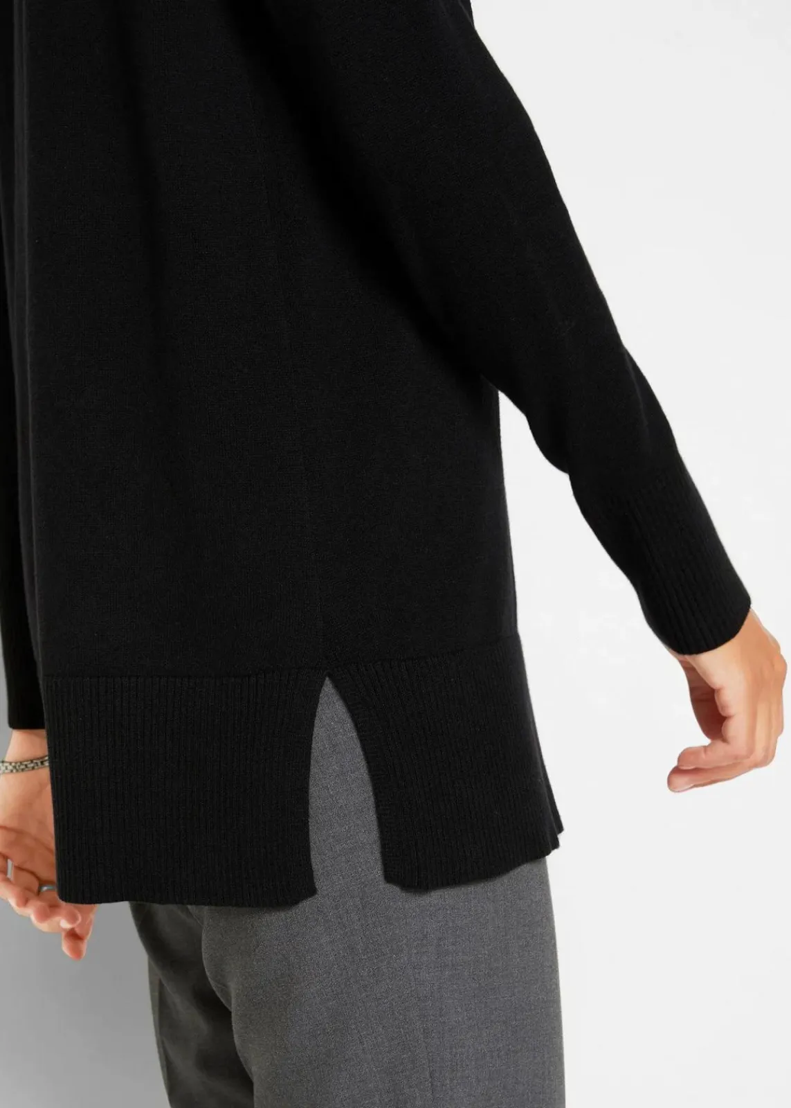bonprix Bekleidung·Umstandsmode|Strickmode^Long-Pullover schwarz