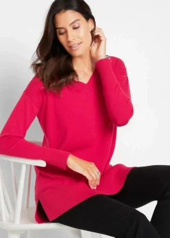 bonprix Pullover & Strickjacken|Bekleidung·Jeans^Long-Pullover granatrot