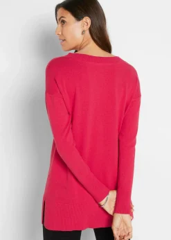 bonprix Pullover & Strickjacken|Bekleidung·Jeans^Long-Pullover granatrot