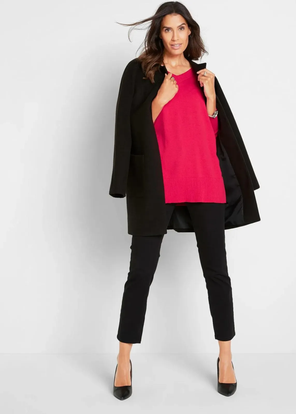 bonprix Pullover & Strickjacken|Bekleidung·Jeans^Long-Pullover granatrot