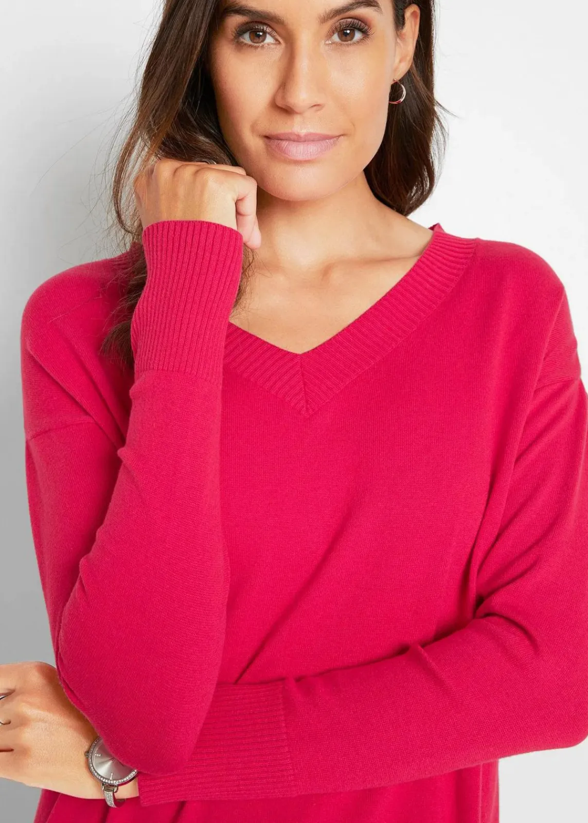 bonprix Pullover & Strickjacken|Bekleidung·Jeans^Long-Pullover granatrot