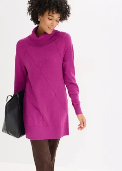 bonprix Bekleidung·Umstandsmode|Strickmode^Longpullover dunkelfuchsia