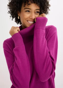 bonprix Bekleidung·Umstandsmode|Strickmode^Longpullover dunkelfuchsia
