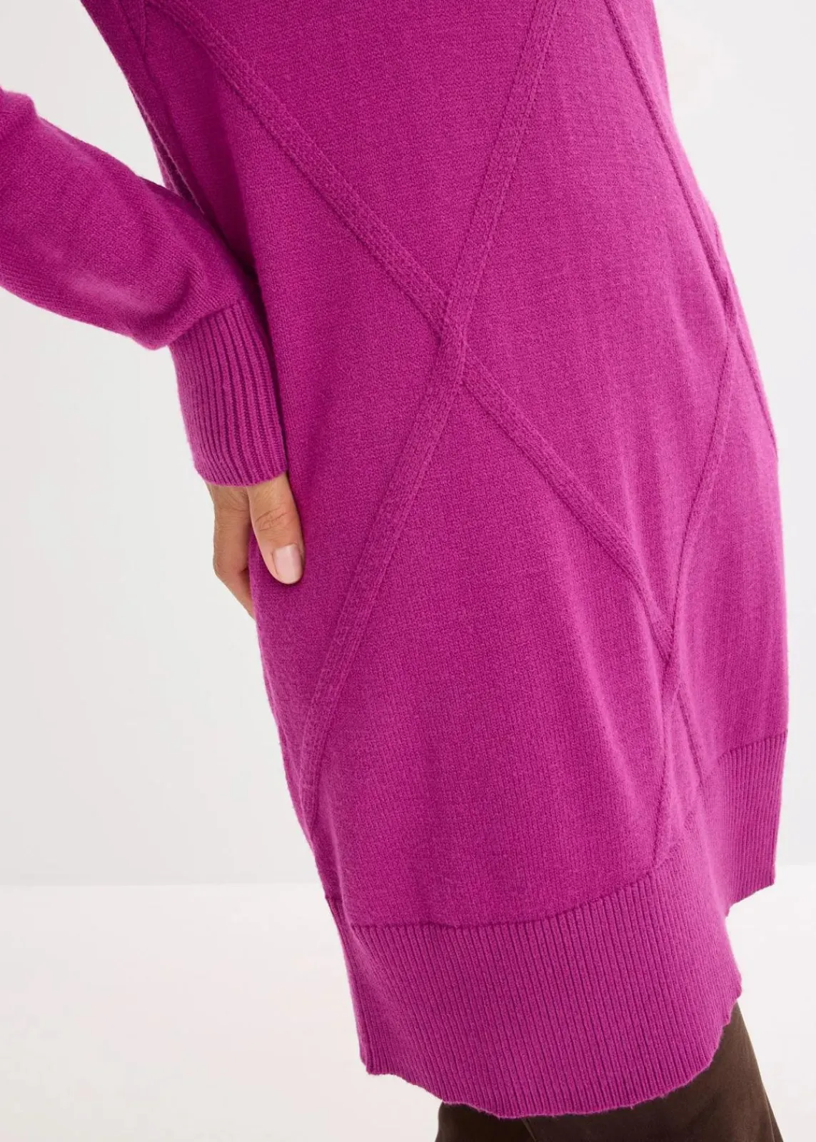 bonprix Bekleidung·Umstandsmode|Strickmode^Longpullover dunkelfuchsia