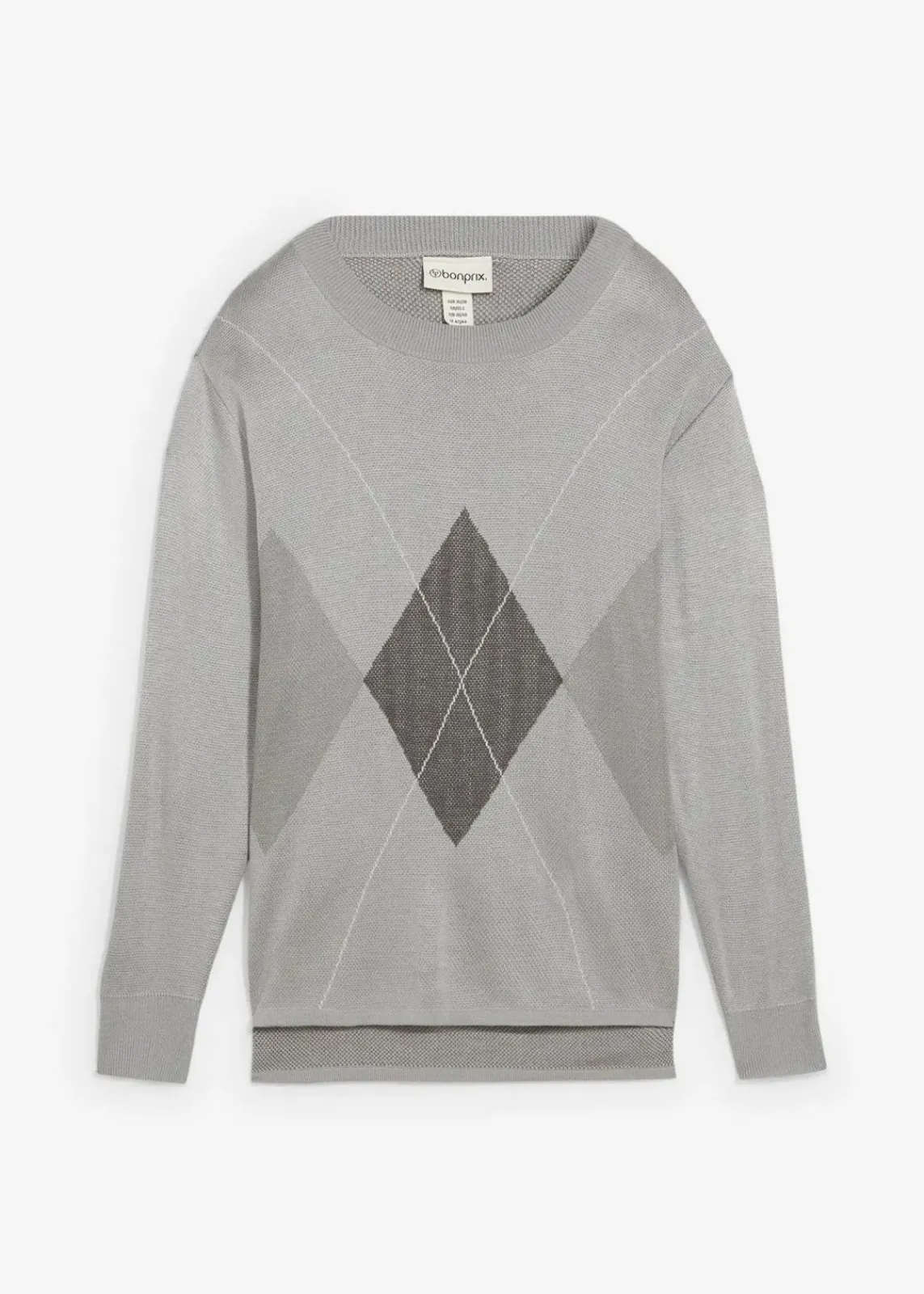bonprix Bekleidung·Umstandsmode|Bekleidung·Jeans^Longpullover hellgrau meliert kariert