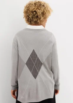 bonprix Bekleidung·Umstandsmode|Bekleidung·Jeans^Longpullover hellgrau meliert kariert