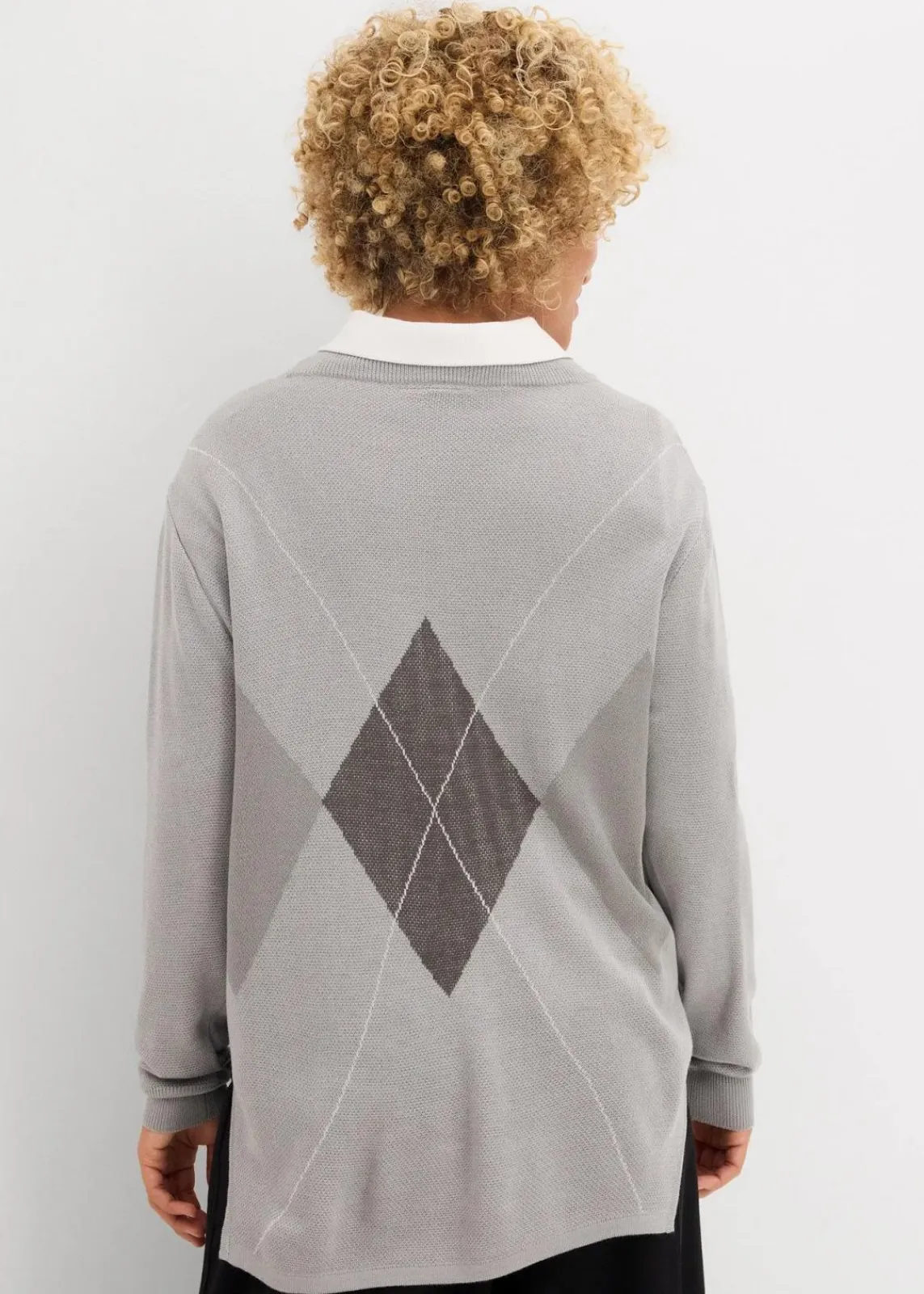 bonprix Bekleidung·Umstandsmode|Bekleidung·Jeans^Longpullover hellgrau meliert kariert
