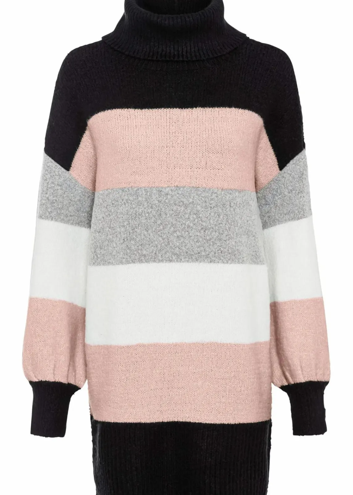 bonprix Bekleidung·Umstandsmode|Strickmode^Long-Pullover schwarz/altrosa/wollweiß