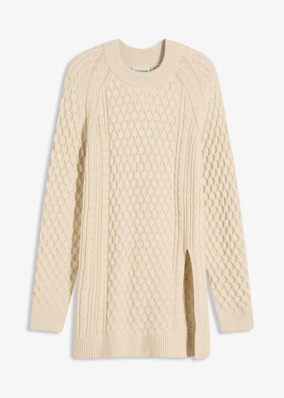 bonprix Strickmode|Pullover & Strickjacken^Longpullover aus fließendem Viskose-Mix kieselbeige meliert