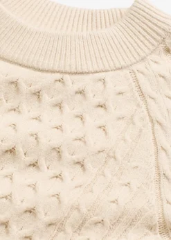 bonprix Strickmode|Pullover & Strickjacken^Longpullover aus fließendem Viskose-Mix kieselbeige meliert