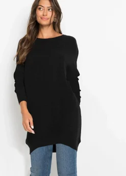 bonprix Strickmode|Pullover & Strickjacken^Long-Pullover aus Viskose-Mix schwarz