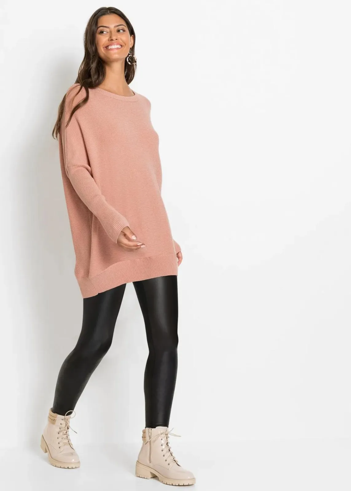 bonprix Bekleidung·Umstandsmode|Bekleidung·Jeans^Long-Pullover aus Viskose-Mix vintagerosa meliert