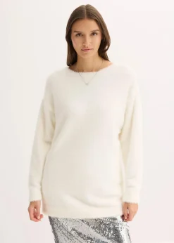 bonprix Bekleidung·Umstandsmode|Bekleidung·Jeans^Longpullover aus weichem Federgarn wollweiß
