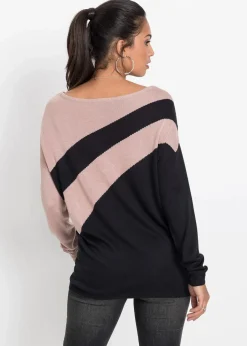 bonprix Bekleidung·Umstandsmode|Bekleidung·Jeans^Longpullover mit Applikation schwarz/rosé