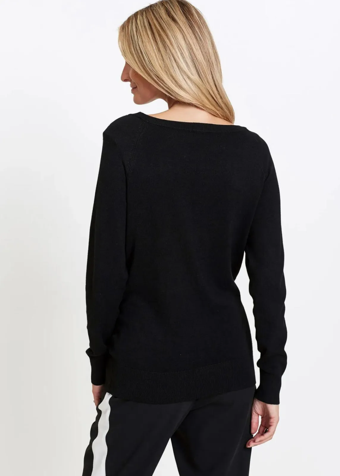 bonprix Bekleidung·Umstandsmode|Pullover & Strickjacken^Long-Pullover mit Glitzersteinen schwarz/silberfarben