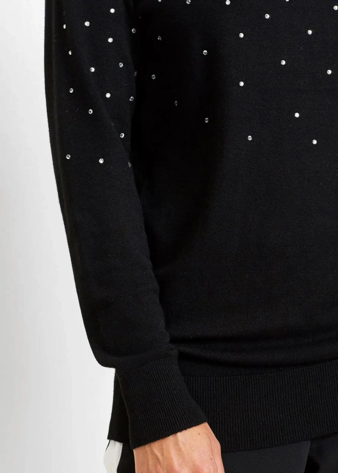 bonprix Bekleidung·Umstandsmode|Pullover & Strickjacken^Long-Pullover mit Glitzersteinen schwarz/silberfarben