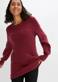 bonprix Pullover & Strickjacken|Bekleidung·Jeans^Longpullover mit Knöpfen rhododendronrot