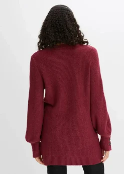 bonprix Pullover & Strickjacken|Bekleidung·Jeans^Longpullover mit Knöpfen rhododendronrot