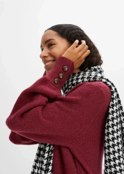 bonprix Pullover & Strickjacken|Bekleidung·Jeans^Longpullover mit Knöpfen rhododendronrot