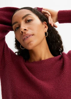 bonprix Pullover & Strickjacken|Bekleidung·Jeans^Longpullover mit Knöpfen rhododendronrot