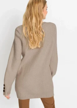 bonprix Bekleidung·Umstandsmode|Strickmode^Longpullover mit Knöpfen beige