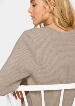 bonprix Bekleidung·Umstandsmode|Strickmode^Longpullover mit Knöpfen beige