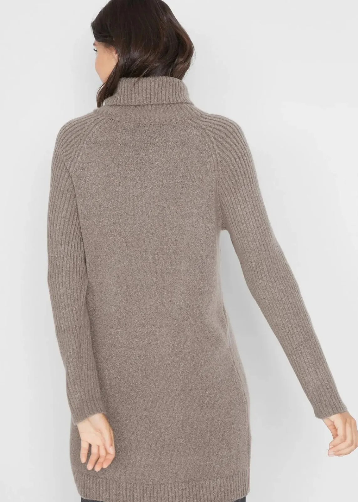 bonprix Strickmode|Pullover & Strickjacken^Longpullover mit Rollkragen taupe