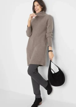 bonprix Strickmode|Pullover & Strickjacken^Longpullover mit Rollkragen taupe