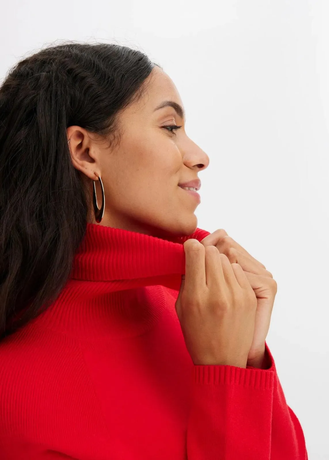 bonprix Bekleidung·Umstandsmode|Strickmode^Longpullover mit Schlitz tomatenrot