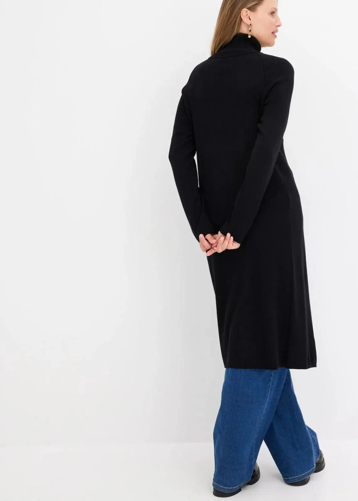 bonprix Bekleidung·Umstandsmode|Strickmode^Longpullover mit Schlitz schwarz