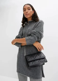 bonprix Bekleidung·Umstandsmode|Bekleidung·Jeans^Longpullover mit Zopfmuster anthrazit meliert