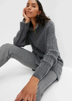 bonprix Bekleidung·Umstandsmode|Bekleidung·Jeans^Longpullover mit Zopfmuster anthrazit meliert