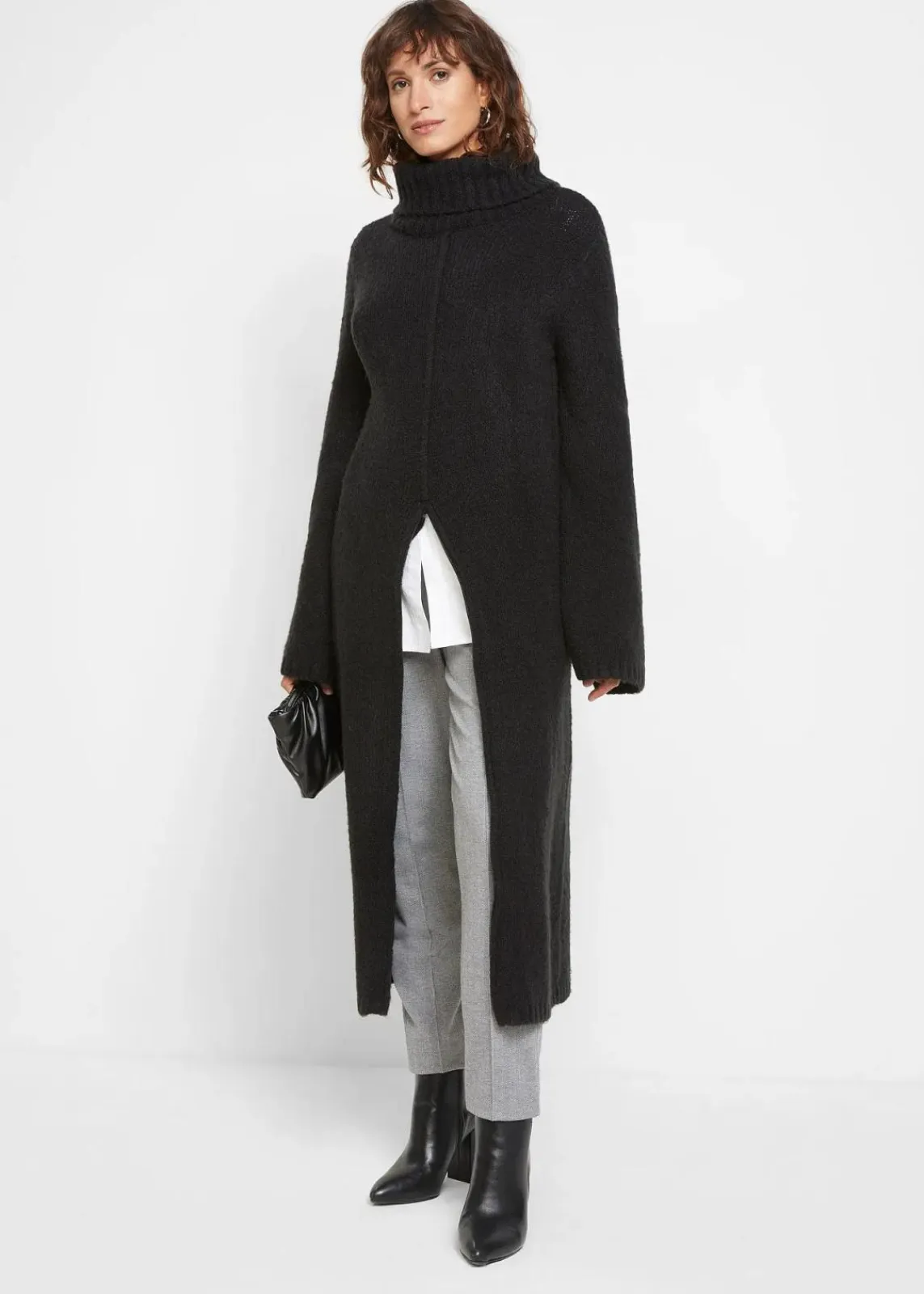 bonprix Bekleidung·Umstandsmode|Bekleidung·Jeans^Long-Rollkragenpullover mit Tragevariante schwarz