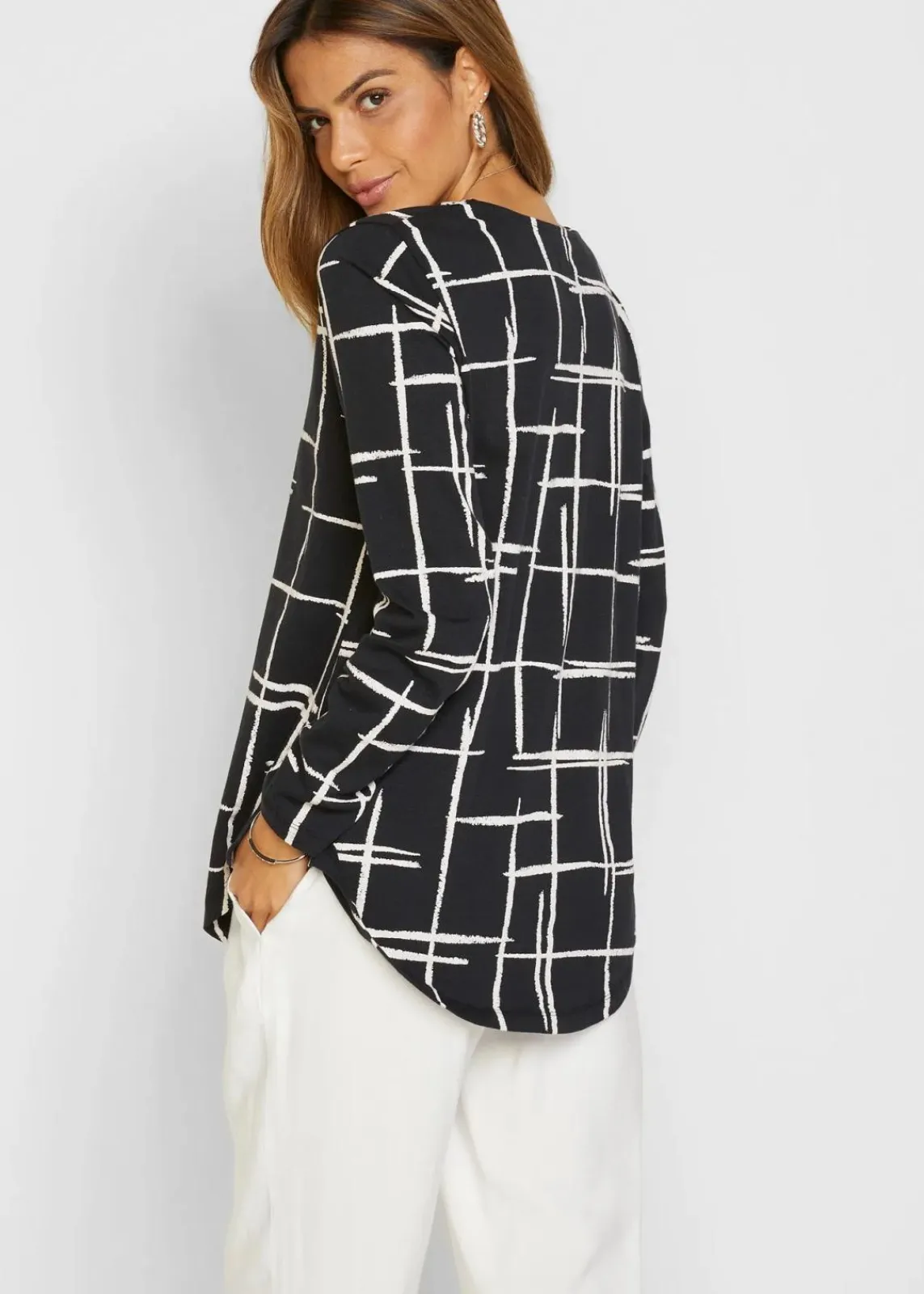 bonprix Shirts & Tops^Longshirt schwarz/weiß
