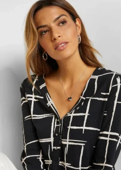 bonprix Shirts & Tops^Longshirt schwarz/weiß