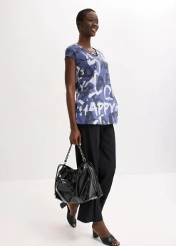 bonprix Shirts & Tops^Longshirt indigo/nachtblau/naturbeige bedruckt