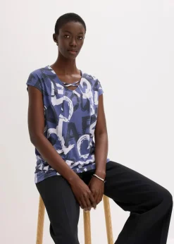bonprix Shirts & Tops^Longshirt indigo/nachtblau/naturbeige bedruckt