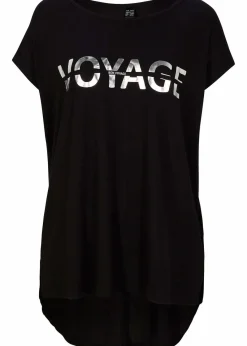 bonprix Nachhaltigere Materialien|Shirts & Tops^Longshirt aus Viskose-Mix schwarz / silber