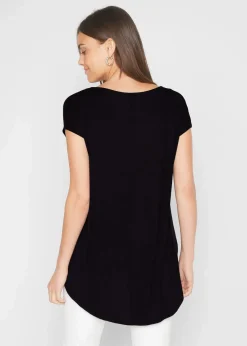 bonprix Nachhaltigere Materialien|Shirts & Tops^Longshirt aus Viskose-Mix schwarz / silber