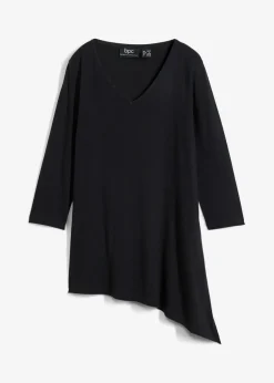 bonprix Shirts & Tops^Longshirt aus Baumwoll-Viskose-Mix schwarz