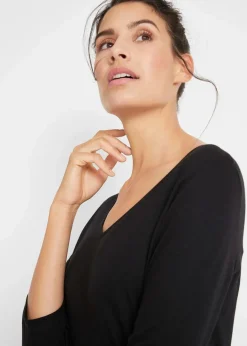 bonprix Shirts & Tops^Longshirt aus Baumwoll-Viskose-Mix schwarz