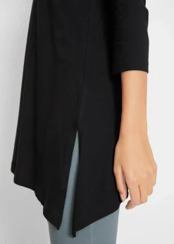 bonprix Shirts & Tops^Longshirt aus Baumwoll-Viskose-Mix schwarz
