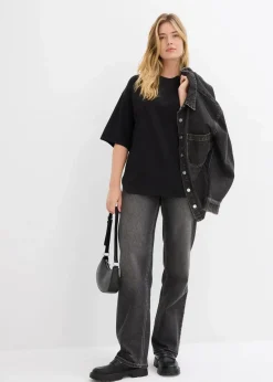 bonprix Shirts & Tops|Zweiteiler & Sets^Longshirt aus Interlock schwarz