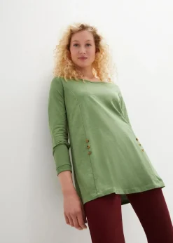 bonprix Shirts & Tops^Longshirt aus reiner Baumwolle farngrün