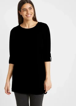 bonprix Shirts & Tops^Longshirt aus reiner Baumwolle schwarz