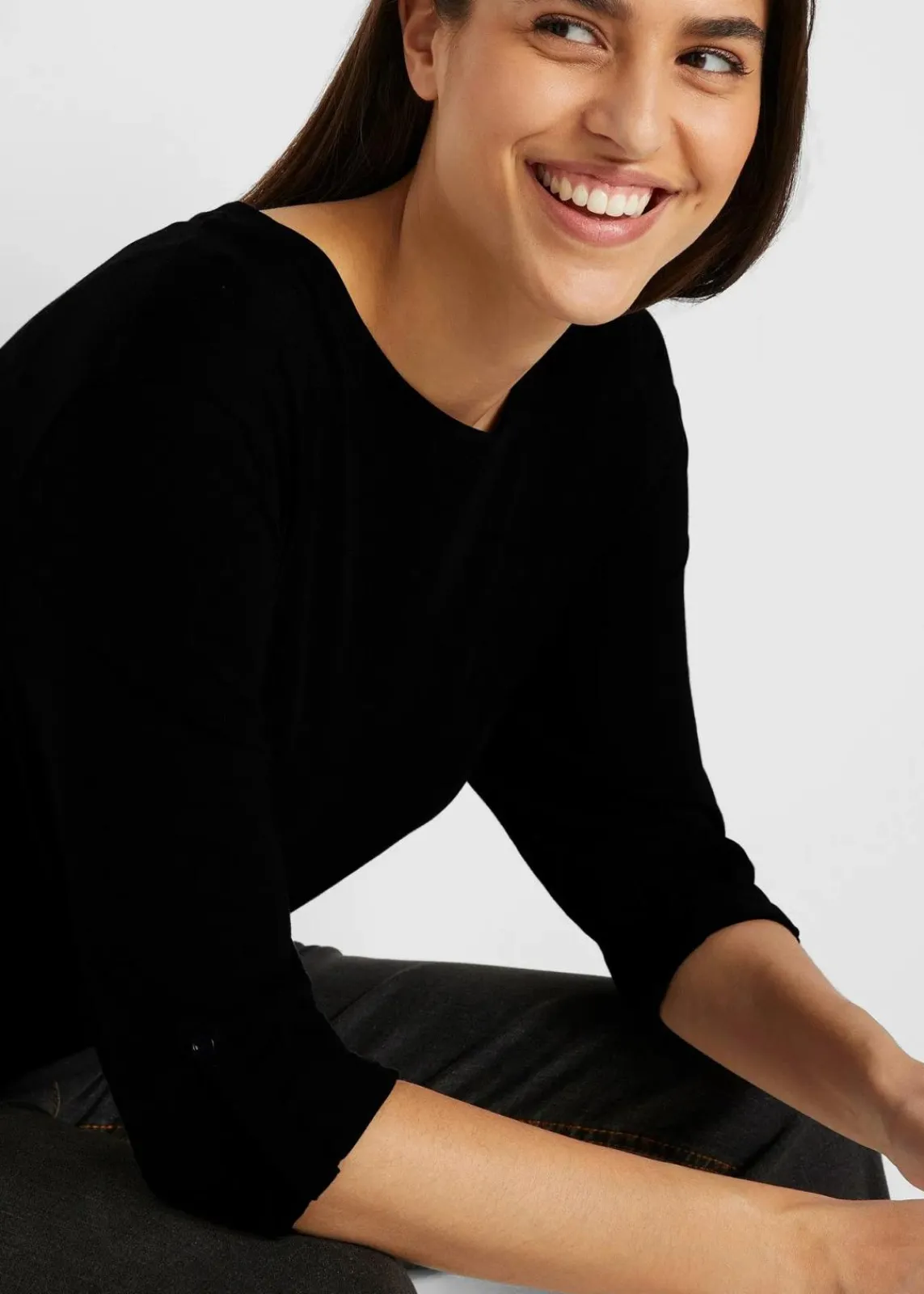 bonprix Shirts & Tops^Longshirt aus reiner Baumwolle schwarz