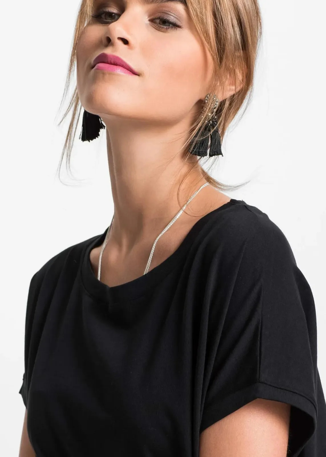 bonprix Shirts & Tops^Longshirt aus reiner Baumwolle schwarz